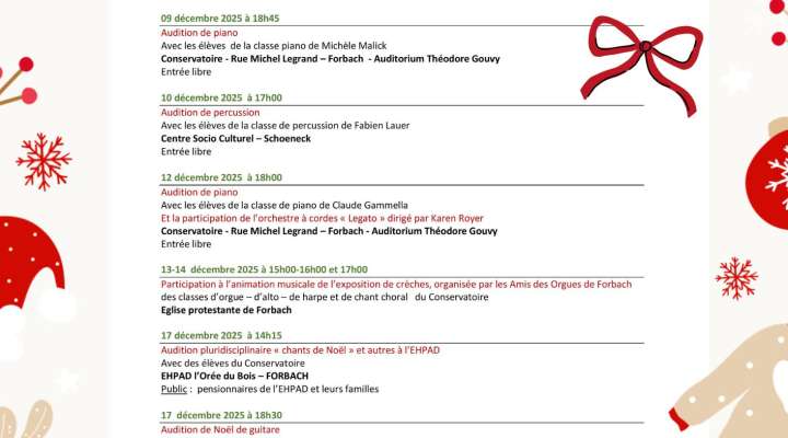 Agenda de fin d'année des Auditions