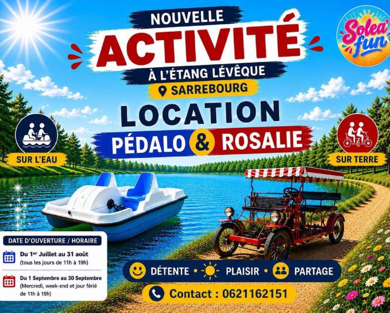 Solea'fun Sarrebourg Location de pédalo et rosalie