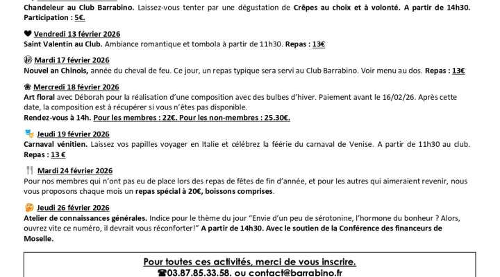 Programme Club Barrabino