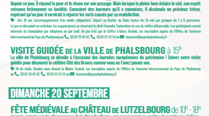 Journées Européennes du Patrimoine - Visite guidée de Phalsbourg