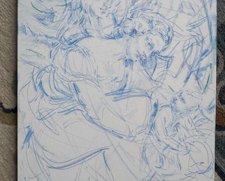 Saint Anne 1503- 2025 (after Leonardo da Vinci’s The Virgin and Child with Saint Anne) Exposition - la capsule - Elizabeth Peyton x Beaux-Arts de Paris