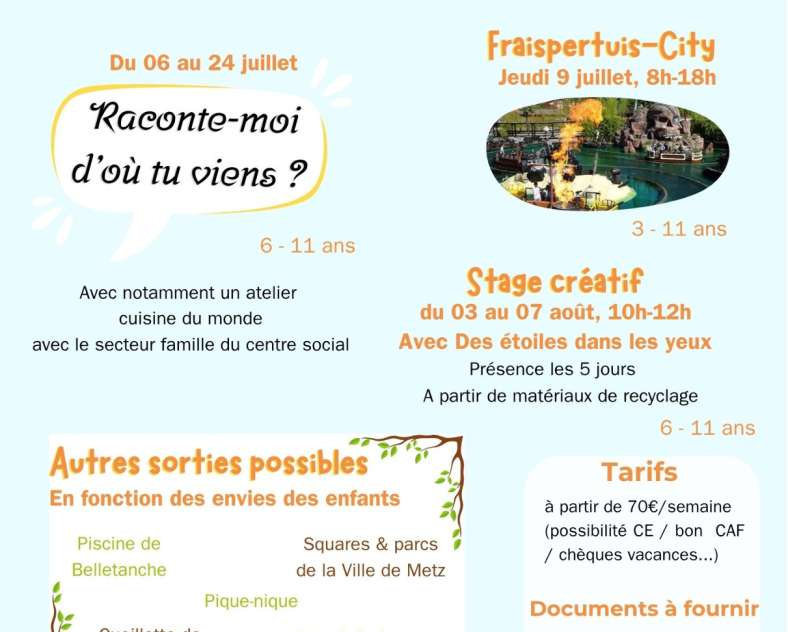 DR - source Ville de Metz Centres de loisirs d'été à l'Agora