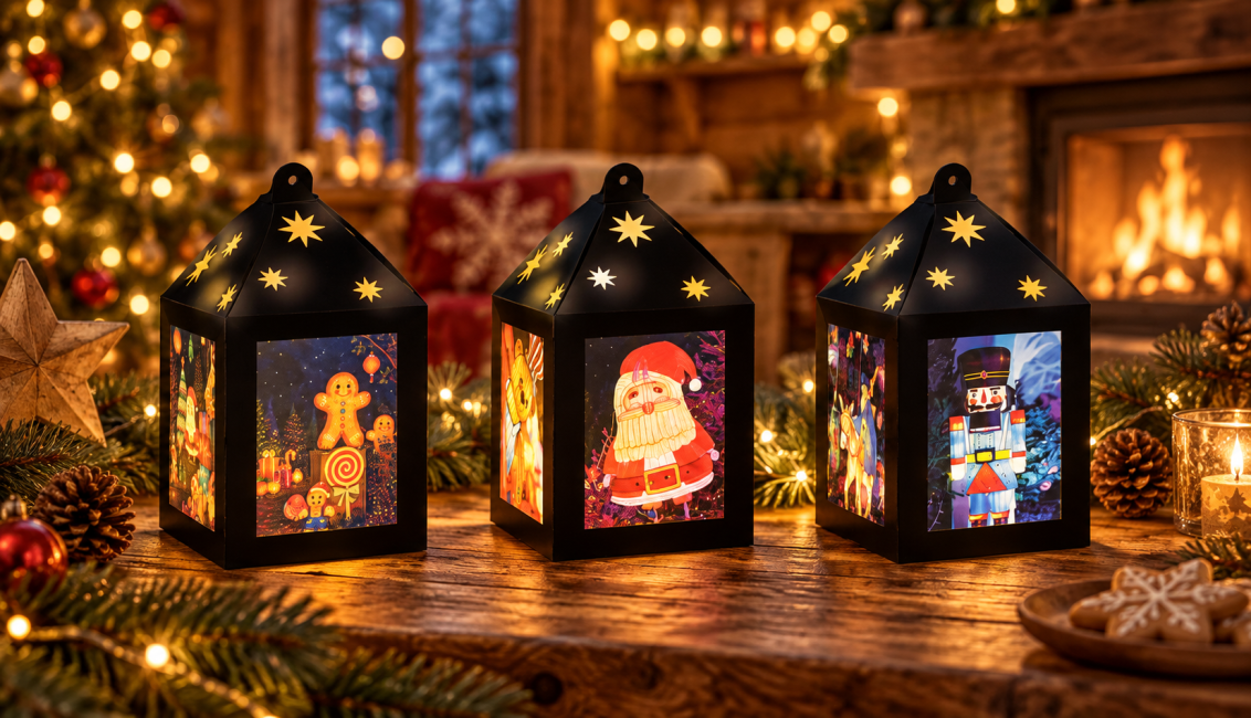 Lanterne de Noël au chalet chaleureux