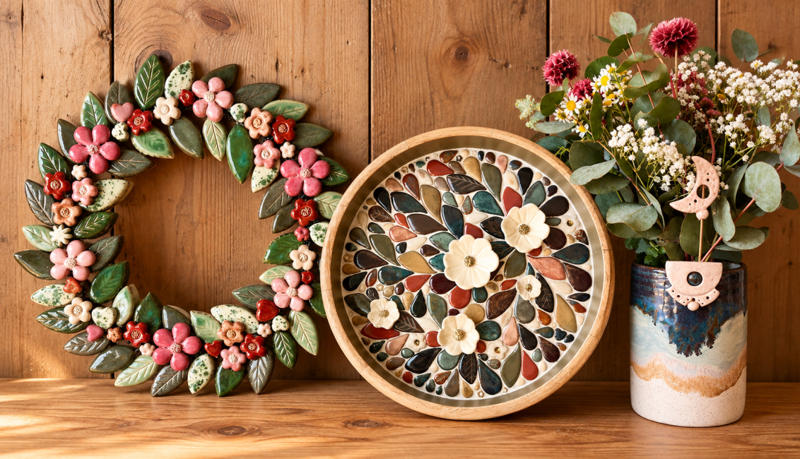 Couronne de fleures en céramiques
