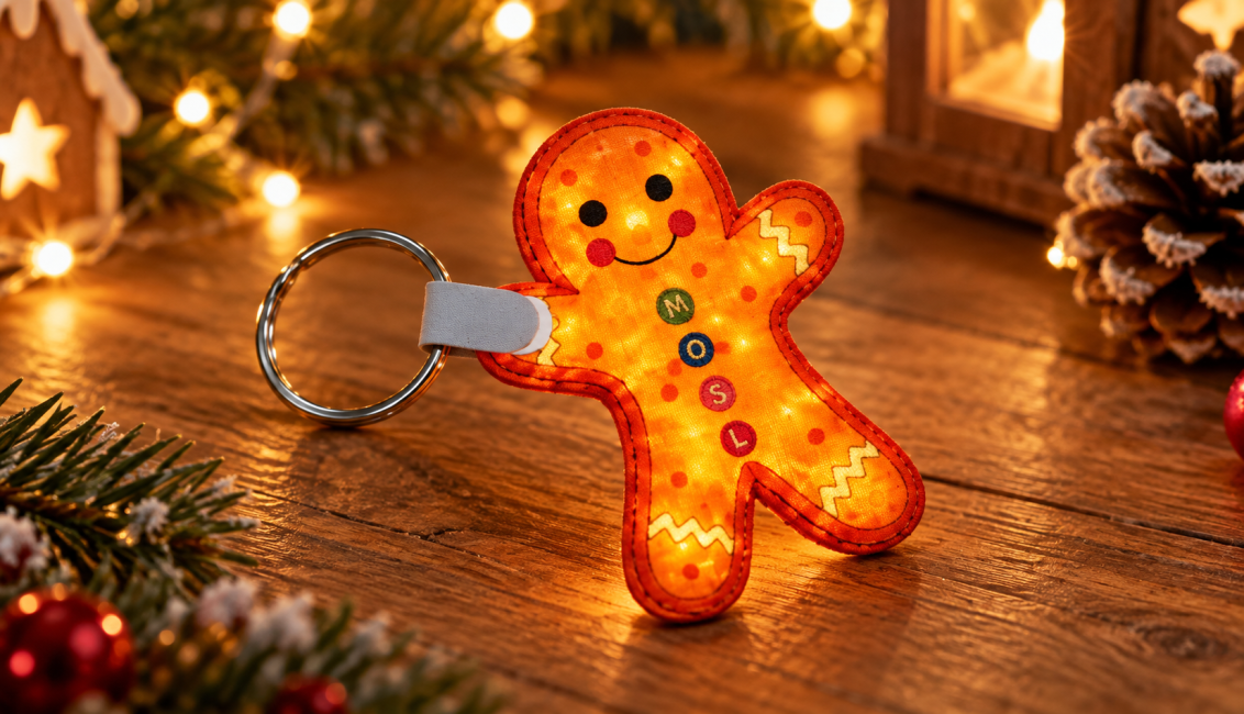 Porte-clés bonhomme en pain d’épices lumineux