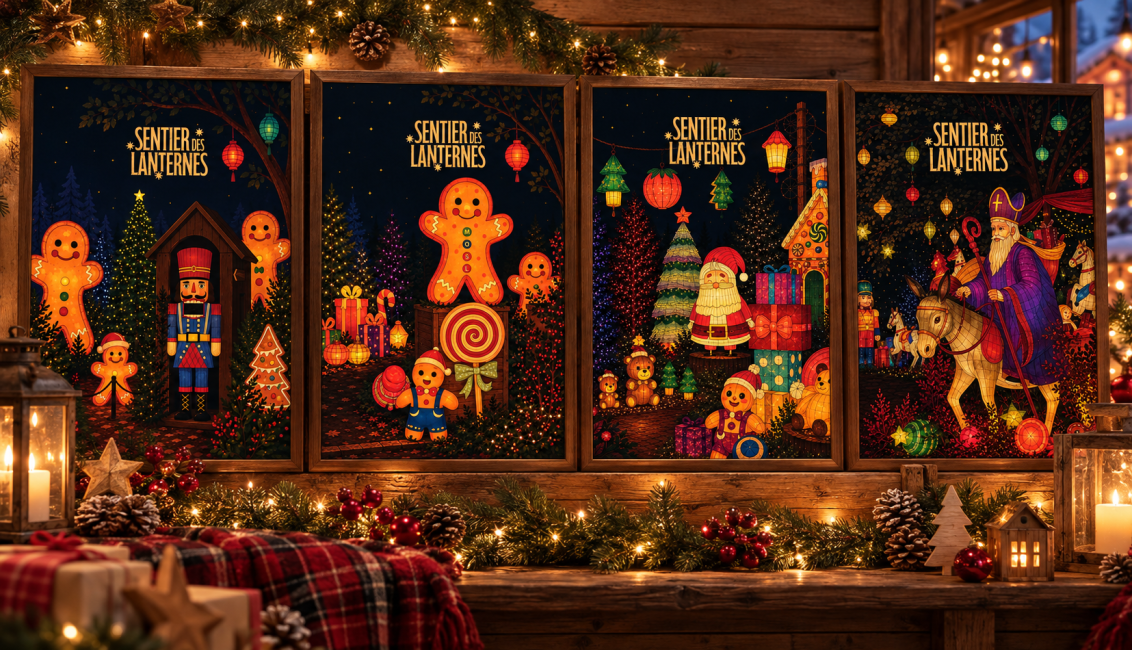Quatre affiches du Sentier des Lanternes